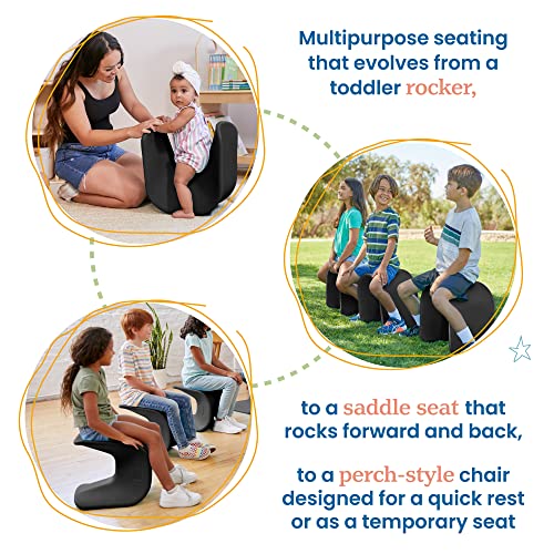 Image of ECR4Kids Wave Seat Perch Stool, 14in - 15.1in Seat Height, Flexible Seating, Black, 2-Pack