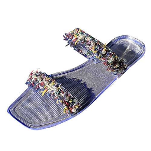 Pantoufles grande plage perle et strass pour vos journées ensoleillées