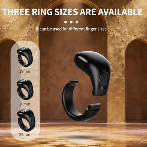 Image of Smart Tasbih Zikr Ring,Adjustable Counter, 3 Sizes (18,20,22mm) Muslim Digital Azan Alarm Clock,APP Support Digital Counter Prayer Reminder Rings, Waterproof 5 Digit Finger Counter zikr Ring