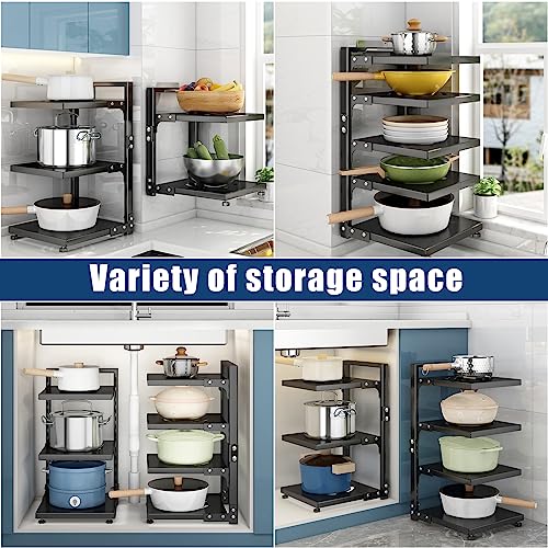 CASONNIK - Organizador de ollas ajustable de 7 niveles para gabinete, múltiples modos de uso, estante para ollas y sartenes para encimera de cocina y gabinete - imagen 4