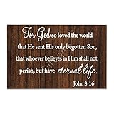 for God So Loved The World John 3。16 Wood Sign Rustic Wall Decor Wall Hanging Board Wood Framed...