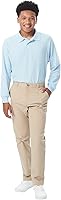 French Toast Men's Straight Fit Stretch Twill Chino Pants - Durable Power Knees, Adjustable Waist, School & Casual Comfort
