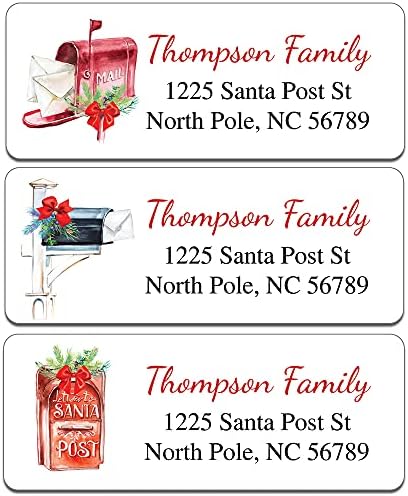 Personalized Christmas Address Labels Set - Custom Holiday Return Address Labels, Set of 120 Mailing Labels Flat Sheet Rectangle Labels for Envelopes, ...