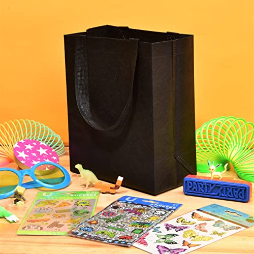 Reusable Gift Bags - 12 Pack Small Totes With Handles, Black Eco Friendly Fabric Cloth For Shopping, Merchandise, Events, Parties, Take-Out, Boutiques, Retail Stores, Small Business Bulk - 8X4X10 #TOP4