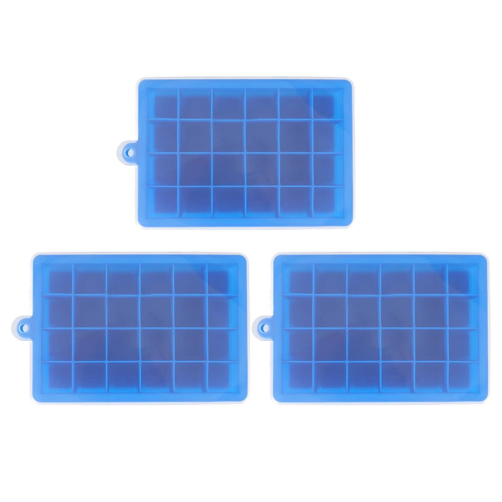 Bac à glaçons réutilisable silicone 24 grilles avec couvercle bleu pour cocktail