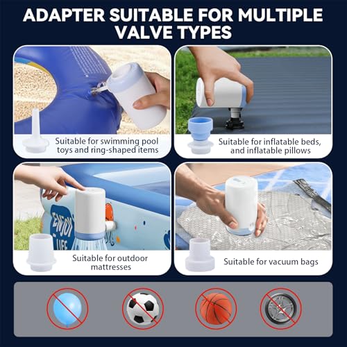 Pompe à air électrique portable rechargeable USB-C avec 5 buses - 6