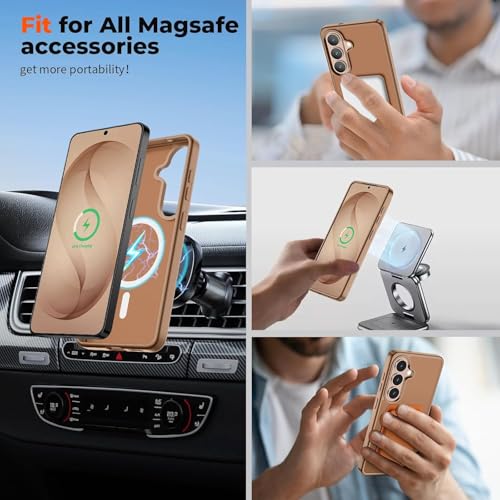 Image of Elzzi Magnetic Magsafe Case for Samsung Galaxy S26 5G Cover, Compatible with MagSafe Translucent Matte Hard PC + TPU Hybrid Back Cover, Slim Shock-Resistant Protective Case (Desert)