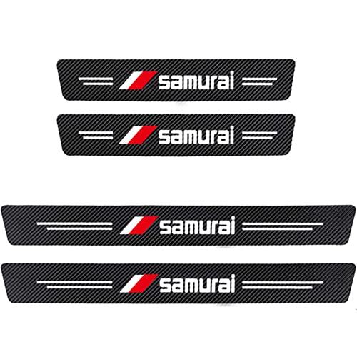 KLCRlGOM 4 Pièces Plaques Plinthes en Fibre de Carbone pour Suz-uki Samurai, Voiture Seuil de Porte Door Sill Contre Les Rayures Protection Accessoires,Black Cover