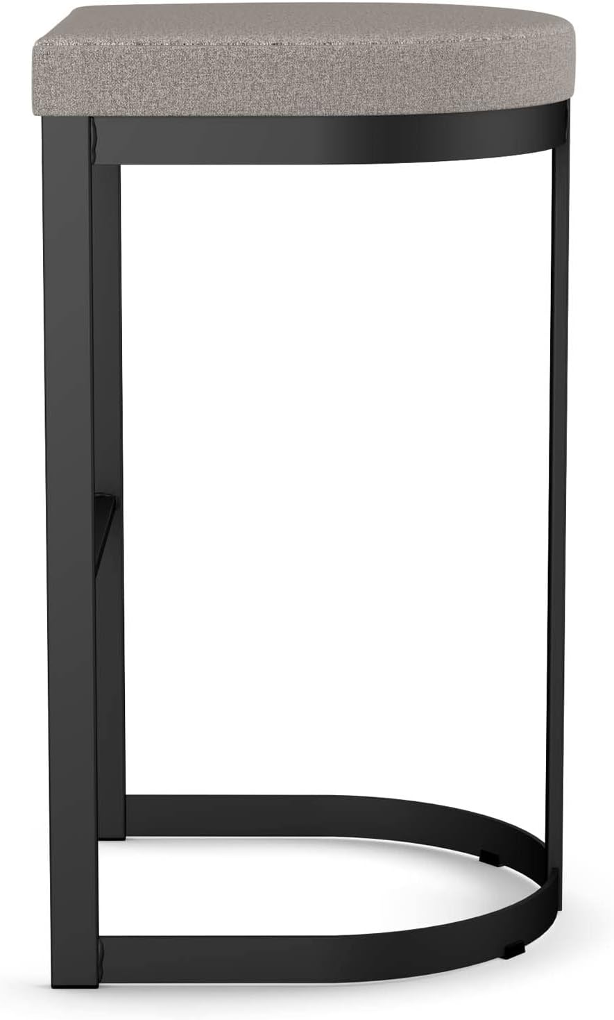 Amisco Lester 30 in. Bar Stool - Grey and Beige Polyurethane/Black Metal