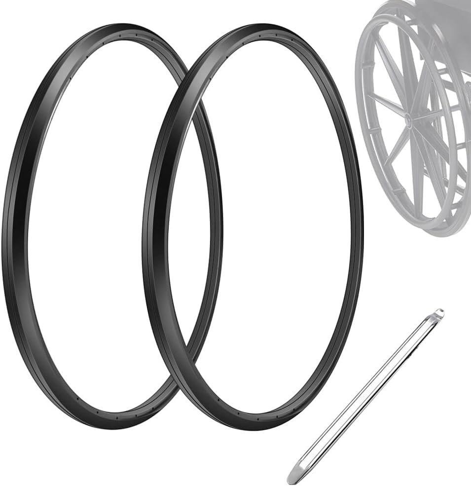 (1 Pair) Wheelchair Rear Wheel Replacement Tire, Wheelchair Tire, 24 "X 1" Universal Flat-Free Polyurethane Tire, Suitable For Manual Wheelchair Tire Replacement