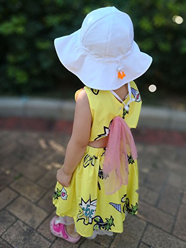 ThunderCloud Baby 50+ UPF Protective Wide Brim Sun Hat,White,12-24 Months