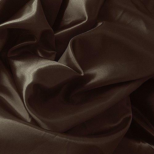 The Fabric Exchange Solid Satin Charmeuse 60' Wide Fabric by The Yard | Lightweight Smooth Polyester with Glossy Finish | Perfect for Apparel, Costumes, Lingerie, Drapes & Crafts (Chocolate)