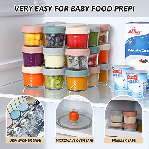 Vitever 16 Pack Glass Baby Food Storage Containers, 4 Oz Baby Food Jars With Plastic Lids, Small Baby Food Maker, Reusable Infant Freezer Container, Microwave, Dishwasher & Freezer Safe, Bpa Free #TOP3