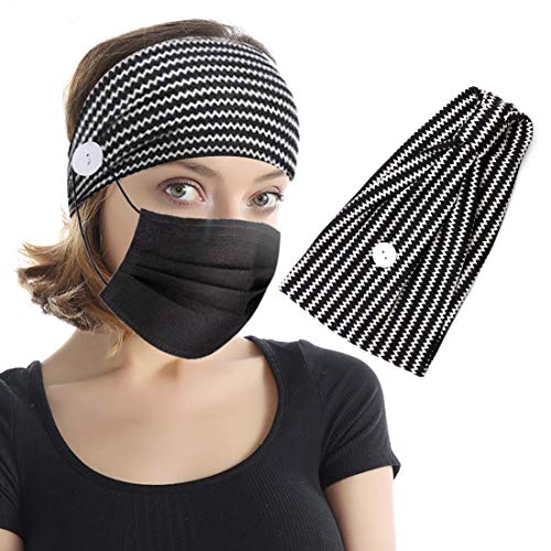 Halloween Headband With Buttons For Måsk, Button Headbands For Nurse Doctor Girls Yoga Running Sports Elastic Headbands With Button,Fashion Soft Non Slip Button Hair Band For Women(Striar-1Pcs) #TOP11