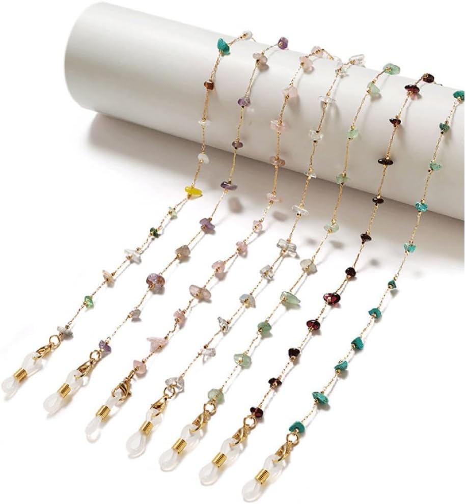 Glasses Chain Hanging Neck Anti Drop Earphone Chain Metal(Turquoise Blue)