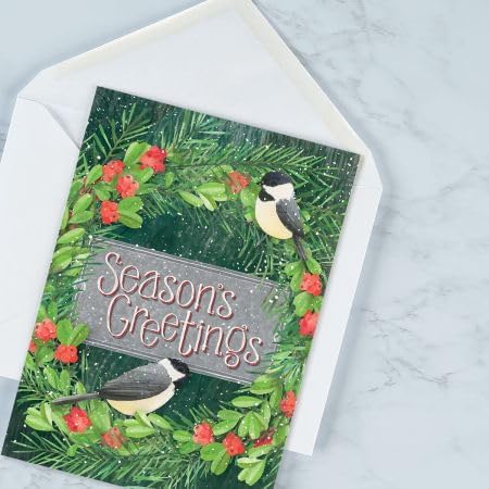 Miniatura 4 de Current Winter Birds - Juego de 18 tarjetas grandes plegadas de 5 x 7 pulgadas, paquete de tarjetas temáticas navideñas, añade nombres o texto,