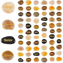 Fabbay 40 Pcs Engraved Inspirational Rocks, Encouragement Worry Stones with Words, Natural River Stone Bulk Set for Garden Decor, Meditation, Positive Gifts & Easter DecorationsVintage Color