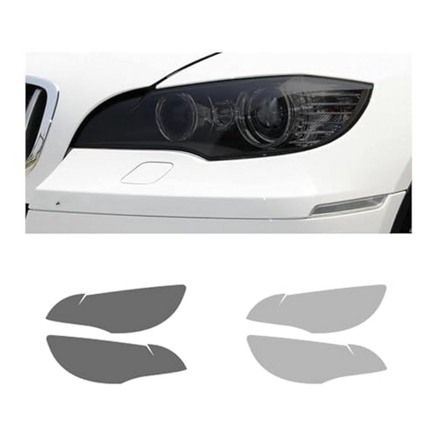 Film protection phares BMW X6 E71 2008-2014 en TPU noir transparent - Lot de 2