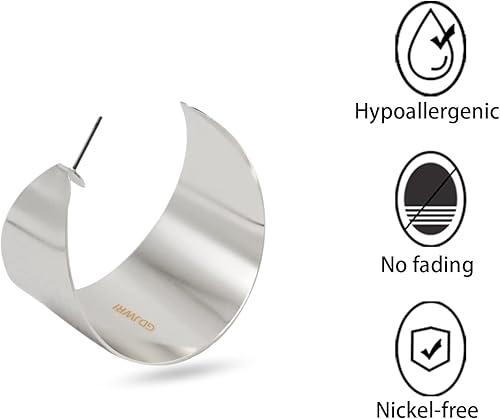 Miniatura 4 de Aretes de aro geométricos gruesos, grandes, vintage, hipoalergénicos, chapados en oro, aretes bohemios, joyería para mujer, regalos de boda