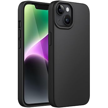 JETech Silicone Case for iPhone 14 Plus Black Silky soft feel shock protection scratch-resistant microfibre inner lining
