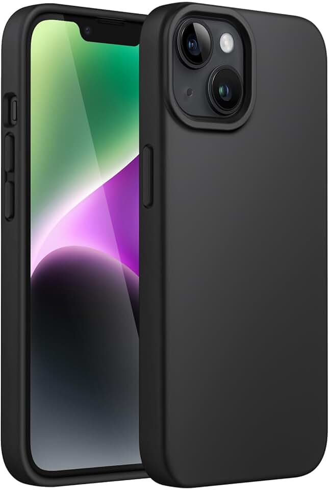 JETech Capa de Silicone para iPhone 14 Plus 6,7 Polegadas, Case Protetora para Corpo Inteiro com Toque Suave e Sedoso, Capinha à Prova de Choque com Forro de Microfibra (Preto)