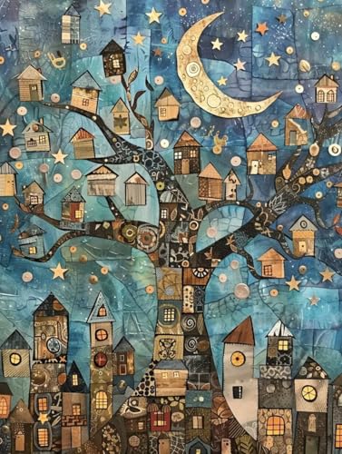 Peinture numero adulte lune arbre pour vaincre le stress grace a la peinture acrylique DIY