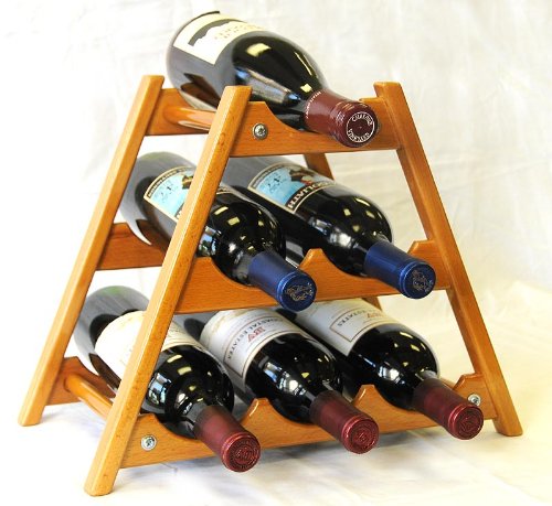 sfDisplay.com,LLC. Wine Rack Wood -6 Bottles Hardwood Stand -Black