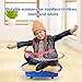 GSE Games & Sports Expert Blue Indoor Scooter Board with Safety Handles for Kids Ages 6-12, Plastic Floor Scooter Board with Rollers, Physical Education for Home, Homeschool Supplies