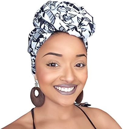 Black and White African Print Headwrap