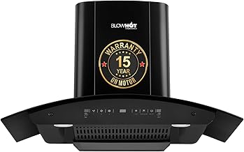 BLOWHOT 90cm 1500 m³/h Filterless Autoclean Kitchen Chimney With Installation Kit, Touch+Motion Sensor, Stylish Curved Hood, Oil Collector, 15 Year Warranty on Motor By Blowhot (EVANA L BAC MS)