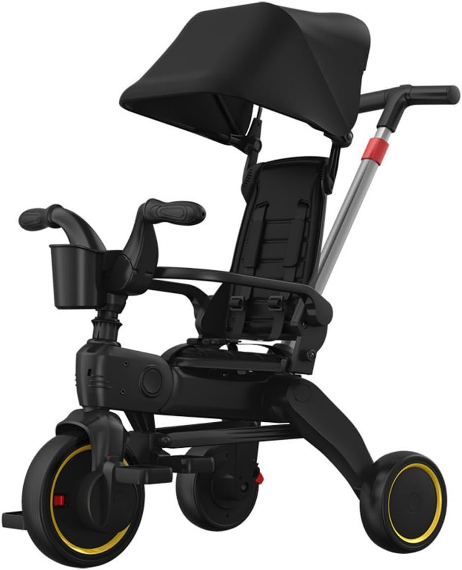 Childrens Tricycle Tricycle Wheelbarrow Stick for 1 - 6 Years Old Children Bike, Bicycle, Toy, Riding Toy, Adjustable Seat Belt Included Black, Normal Style
