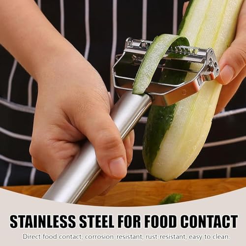 Image of 3 in 1 Vegetable Peeler with Stainless Steel Blade, Julienne Peeler for Vegetables & Fruits, Multi-Functional Potato Carrot Cucumber Peeler
