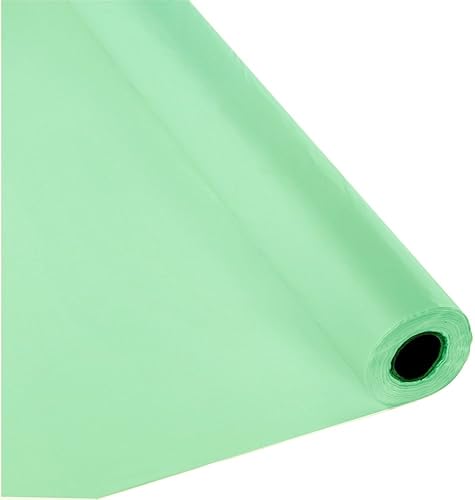 Miniatura 2 de Table-Mate Rollo de plástico para mesa de banquetes de fiesta, 300 x 40 pulgadas, mantel desechable (blanco)