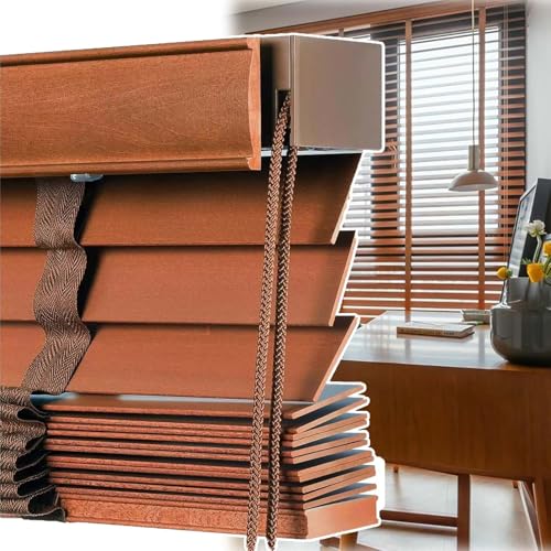 Persianas Venecianas De Madera Persianas Horizontales De Interior, Tamaños Personalizables 45cm 60cm 80cm 100cm 120cm 150cm Estores De Parasol para Cocina/Oficina/baño(Marrón)