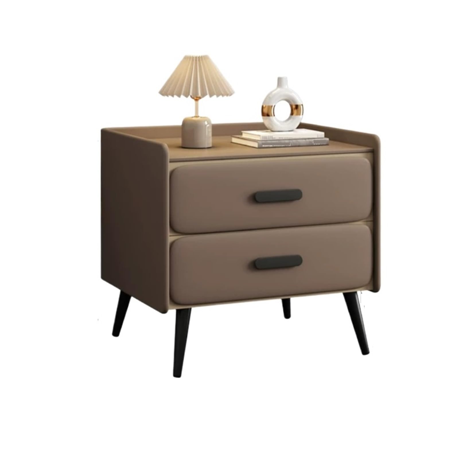 HLHLOP777 Nightstand Leather nightstand with two drawers Bedroom End Table with Storage Bedroom Furniture(XL)