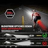 BOLEi LED Fahrradlicht Set 100 LUX,StVZO Zugelassen Fahrradlampe, Fahrradbeleuchtung USB Aufladbar, IPX5 Wasserdicht Fahrradlichter, Batterie Aufforderung schwach, Vorne Frontlicht Und Rücklicht Set