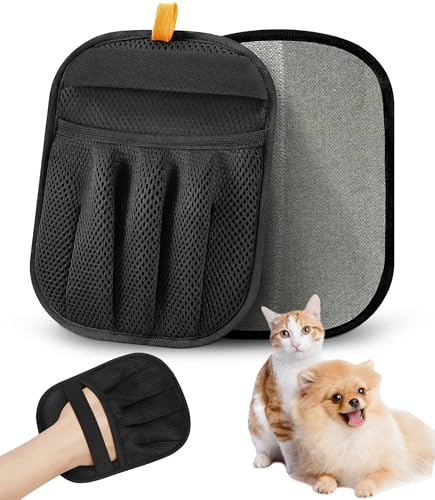 らくらく抜け毛グローブ 五本指設計+固定ベルト付き 静電気手袋 ペット毛取り グルーミンググローブ（猫の毛取り/犬/ウサギ対応）除毛ブラシ 猫の毛取り 犬の抜け毛用手袋 2025改良型 JOYSTECH (1枚)のサムネイル