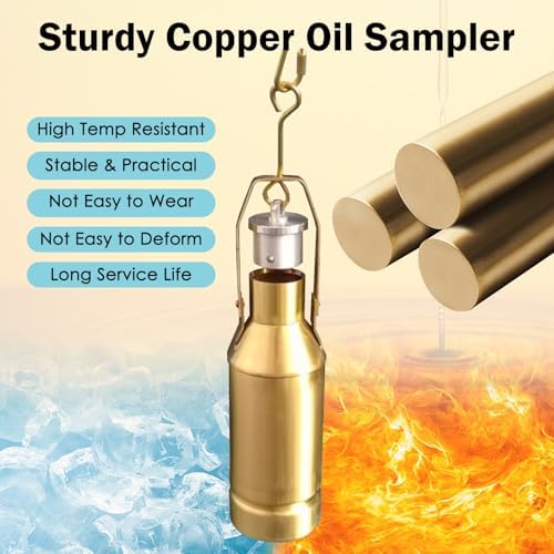 Lightweight Handheld Fuel Oil Sampling Kit, Copper Tanker Sample Extractor with Anti-Static Rope, 10.1 fl oz (300 mL) Water Sampler for Efficient Collector Detection
