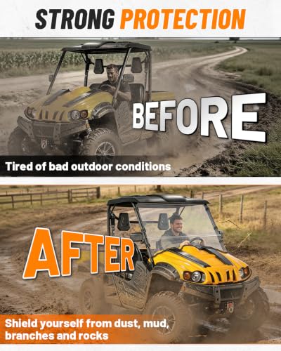 Image of MDPROMCP Front Windshield - Scratch Proof & Shatterproof,Compatible with Massimo MSU 500 /700,Axis 500 /700,HiSun HS,Coleman Outfitter,Bighorn, Challenger - Heavy Duty Clear PC UTV Windshield