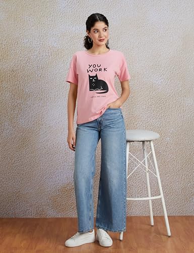 Image of Amazon Brand - Symbol Women Cotton Stretch Regular Fit Round Neck Half Sleeve T-Shirt (Available in Plus Sizes)