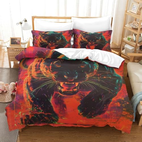 Parure de lit panthère noire housse de couette microfibre 135x200