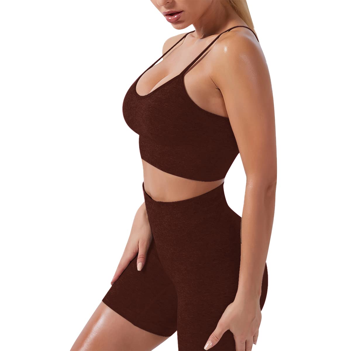 Women's Yoga Outfit Seamless Workout Set High Waist Exercise Shorts Pants with Sport Bra 3PCS Tracksuit Gym Tracksuits