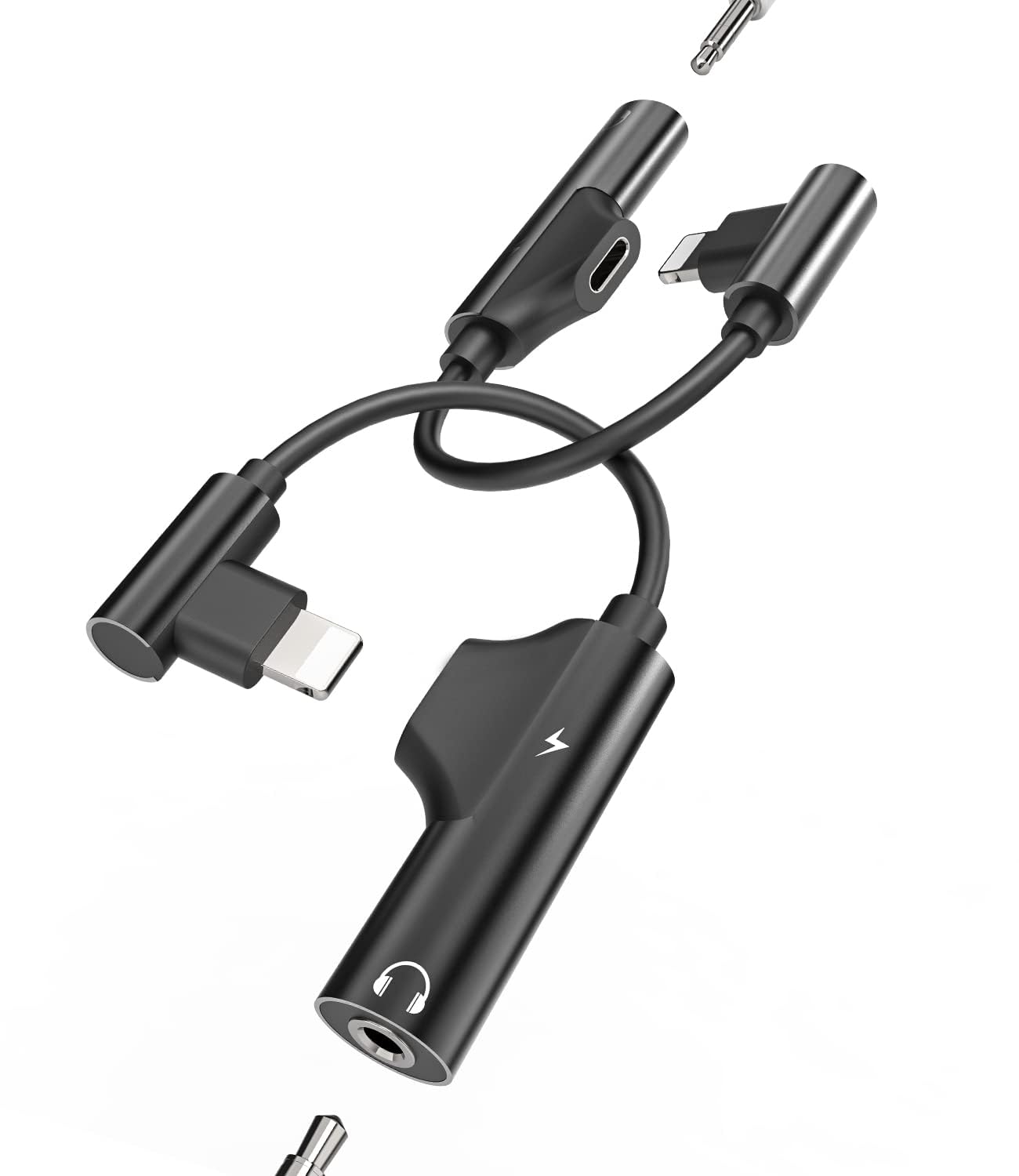 対応iPhoneアダプター Lightning to 3.5mmイヤホンAUXジャック オーディオドングルケーブル 充電2in1スプリッター(2個セット)MFI認証 対応iPhone 7/8/X/XR/XS/13 Pro Max/12/11 Plus 音楽用イヤホン変換器