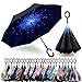 Spar. Saa Double Layer Inverted Umbrella with C-Shaped Handle, Anti-UV Waterproof Windproof Straight Umbrella for Car Rain Outdoor Use