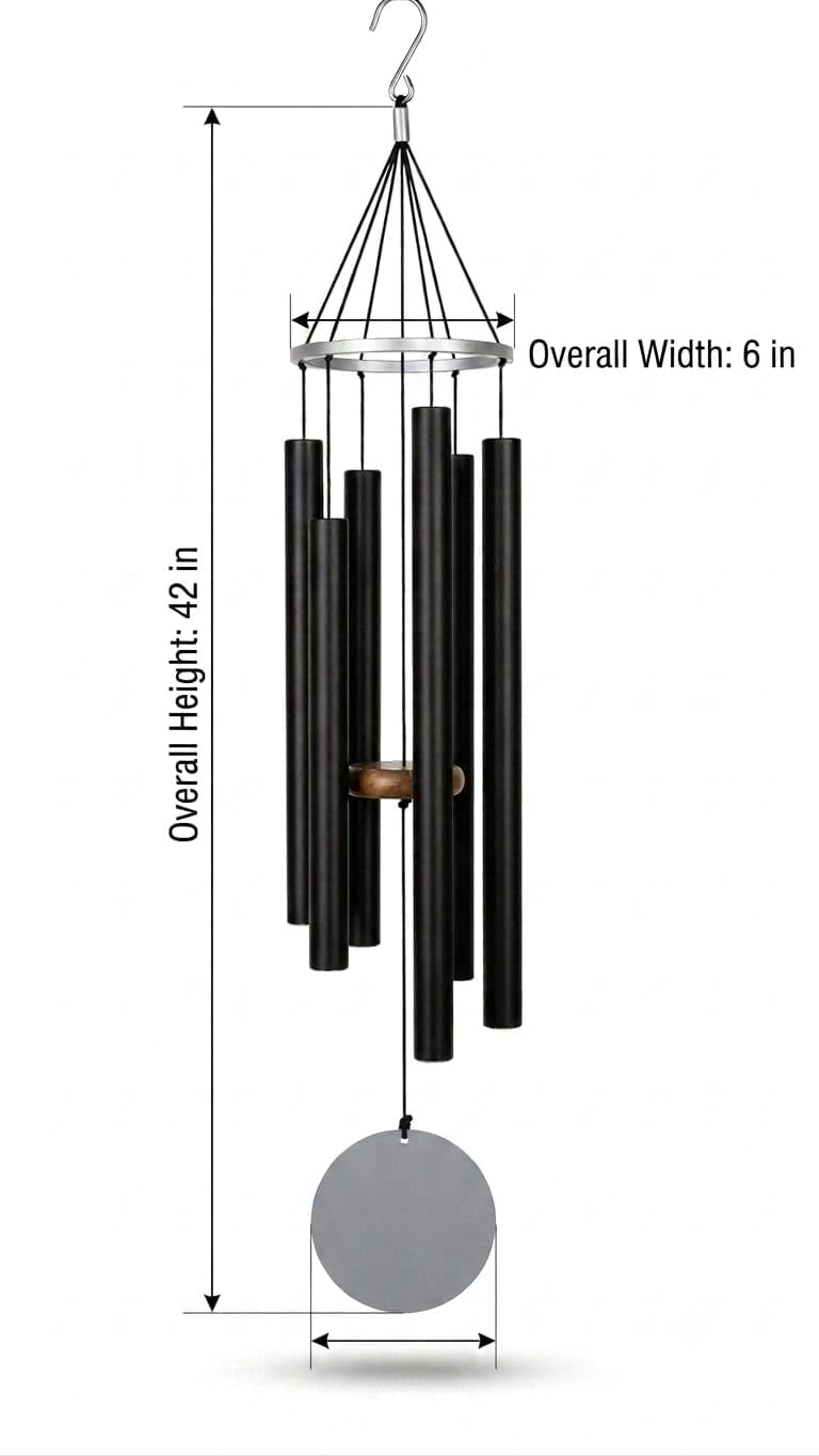 Nature's Melody Aluminum Wind Chime - Silver Black -6