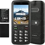 AGM M9 4G Téléphone Portable Senior Débloqué avec Grandes Touches | Robuste Étanche IP68 | Double SIM | Numérotation Rapide | Ergonomique | Téléphone Incassable Pas Cher Noir Batteries Doubles