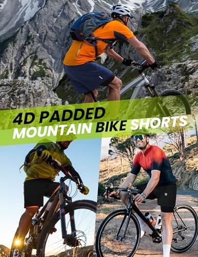 Nepest Mens Mountain Bike Shorts 4D Padded Loose-fit Cycling Riding Biking Bicycle Baggy Biker Shorts with 3 Zipper Pockets Light Grey/Black,S
