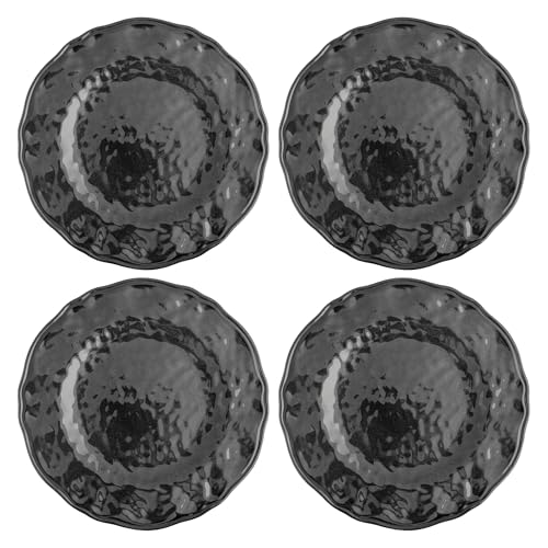 Image of Karma, 8.75 inches Melamine Salad Plates Set of 4, Reusable Dishwasher Safe Plates for Outdoor and Indoor, Heirloom Ash