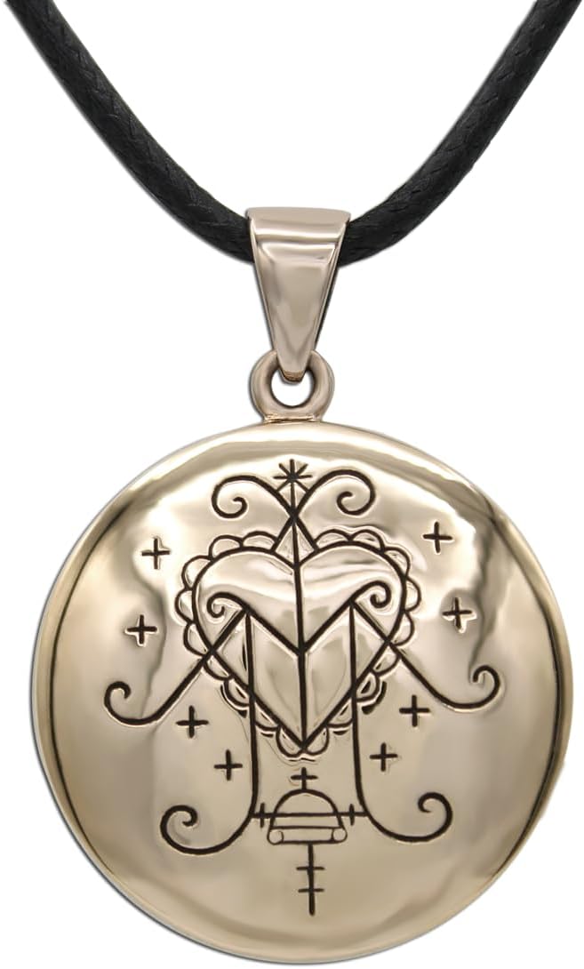 Moonlight Mysteries Bronze Ezili Freda Voodoo Loa Veve Symbol Pendant Necklace