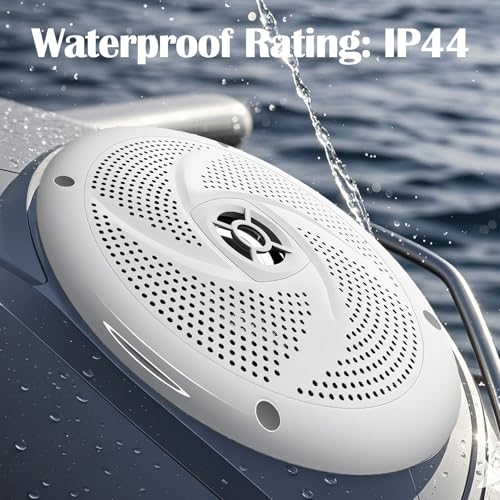 Image of LENKRAD 6.5 Inch RV Marine Speakers White - Waterproof Outdoor Boat Speakers | 120 Watt Power Indoor Stereo Sound Player with Low Profile Slim Style, 6 1 /2 inch Shallow Mount Camper Van -1 Pair